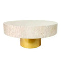 Handcrafted Mother of Pearl Golden Base Round Coffee Table