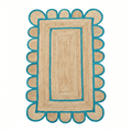 Handmade Blue Mini Scalloped Jute Rug