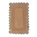 Handmade Blue Trim Scalloped Jute Rug