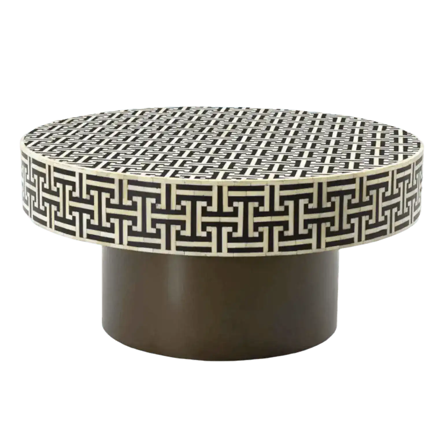 Handmade Bone Inlay Geometric Pattern Coffee Table