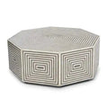 Handmade Bone Inlay Illusion Optical Modern Stripes Coffee Table