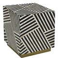 Handmade Bone Inlay Wooden Modern Striped Pattern Square Side table