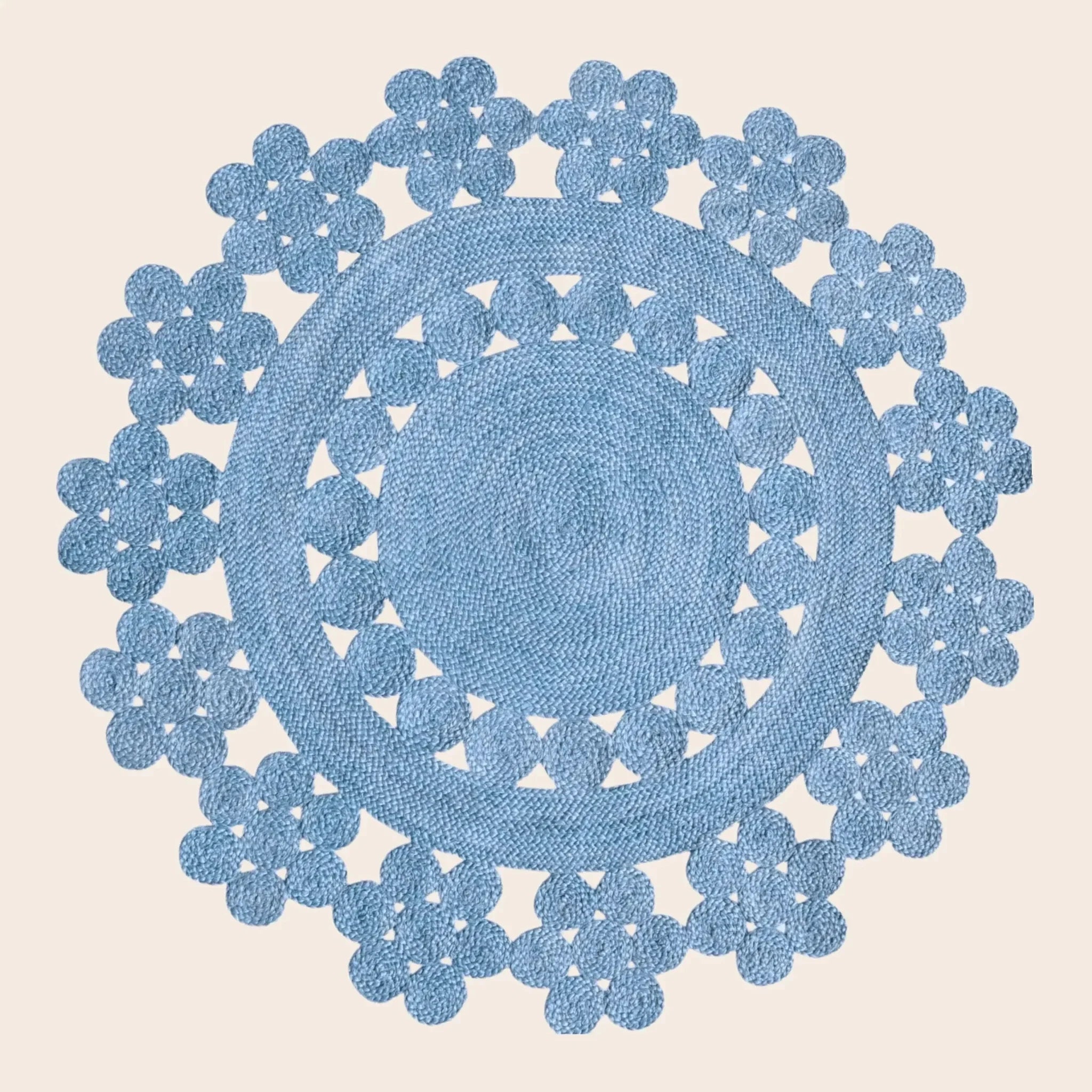 Handmade Desi Round Jute Rug - Blue