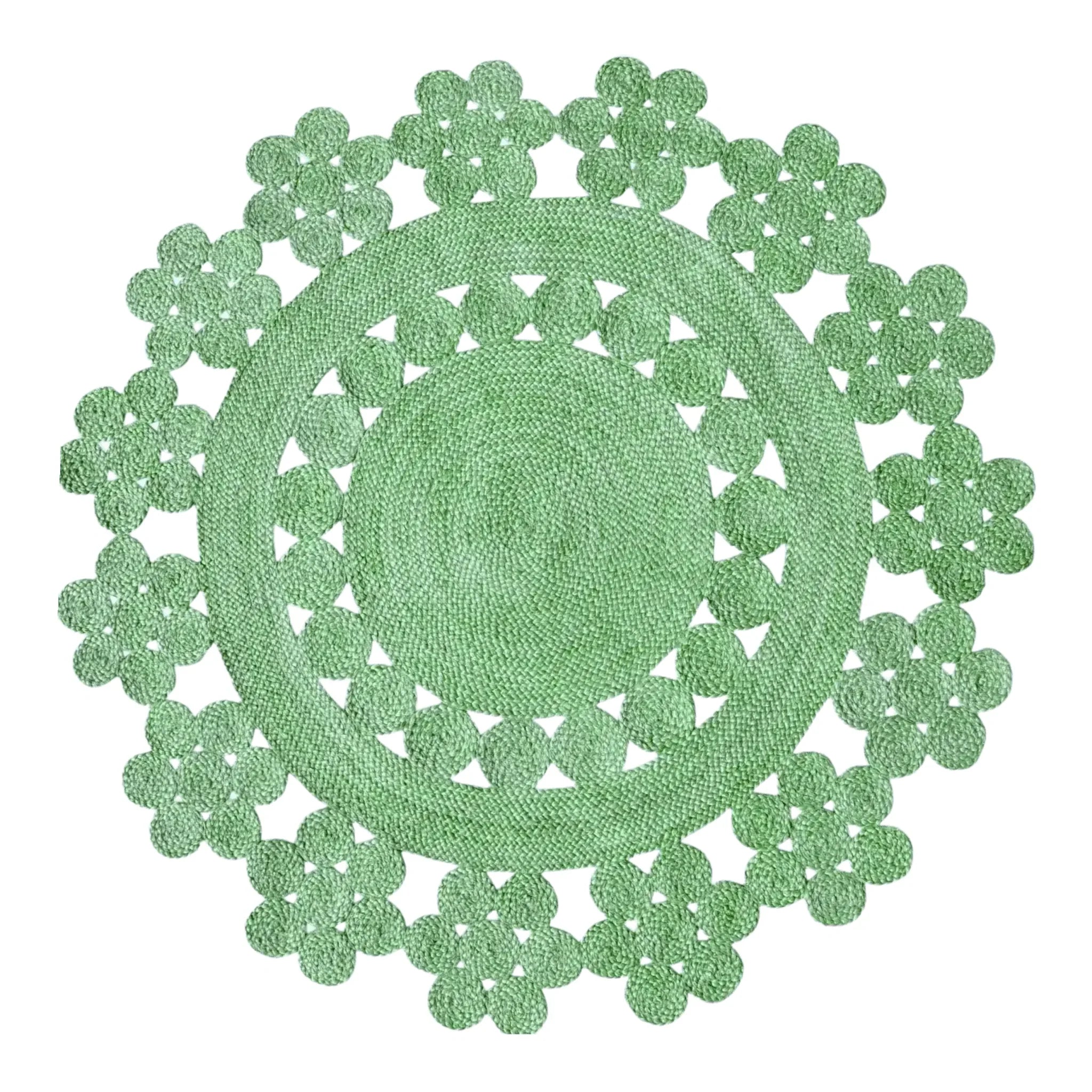 Handmade Desi Round Jute Rug - Green