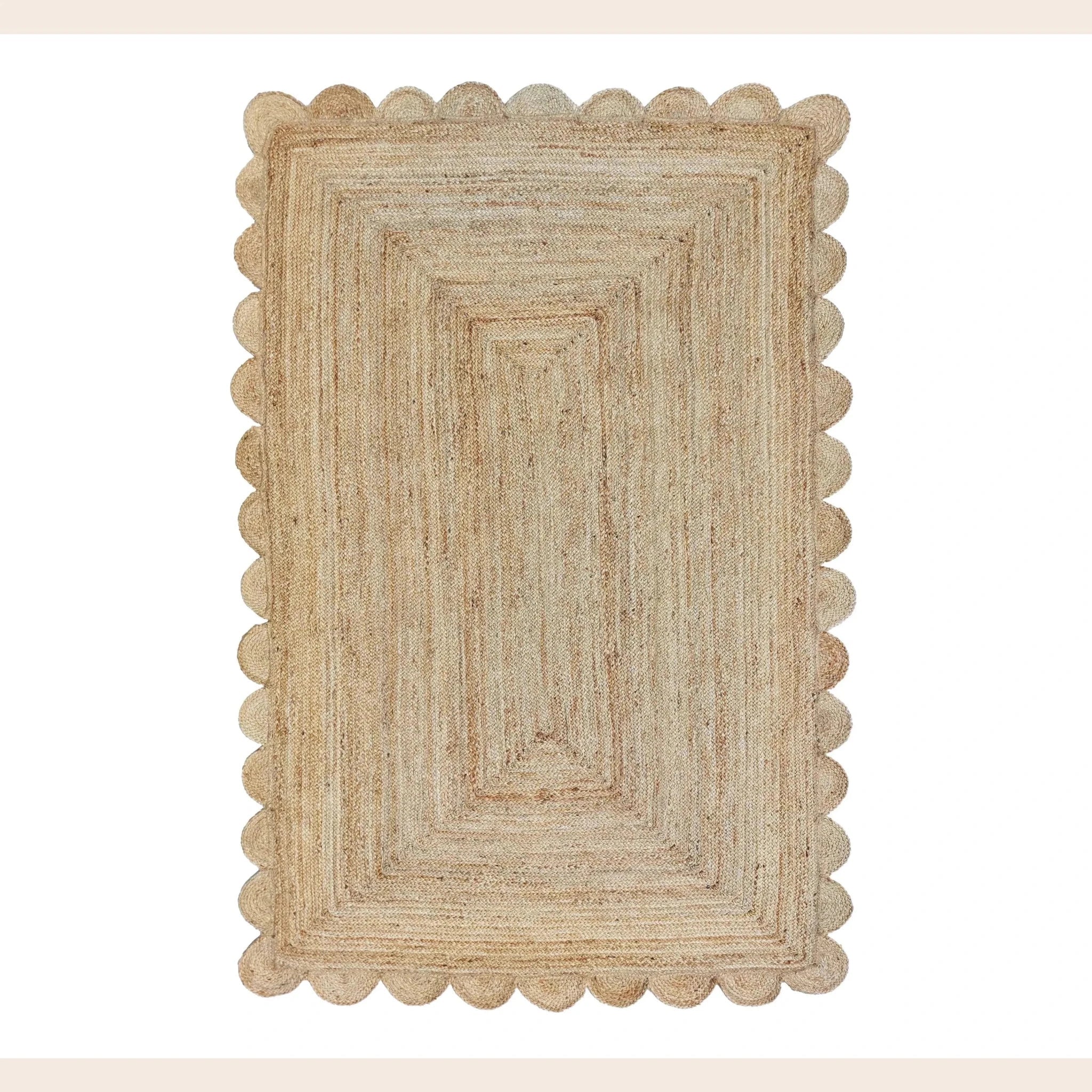 Handmade Mini Scalloped Jute Rug - Natural Color