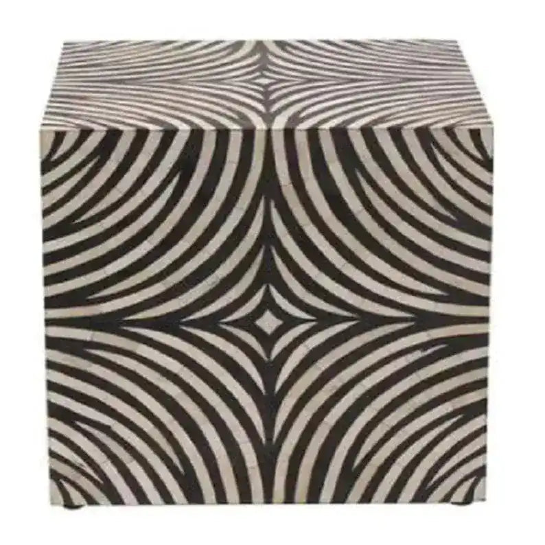 Handmade Modern Zebra Pattern Wooden Side End Table