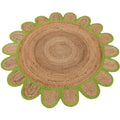 Handmade Olive Green Scalloped Round Jute Rug 7'