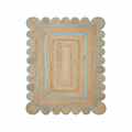 Handmade Sky Blue Scalloped Jute Rug