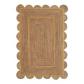 Handmade Yellow Trim Scalloped Jute Rug
