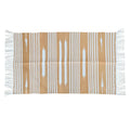 Handwoven Cafe Au Lait and  White Stripe Cotton Rug with Fringes