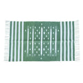 Handwoven Green and White Stripe Traditional Cotton Rug with Fringes
