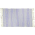 Handwoven Lilac and White Mini Stripe Cotton Rug with Fringes