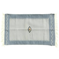 Handwoven Minimalistic Vintage Gray Cotton Rug with Fringes