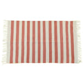 Handwoven Orange and White Stripe Cotton Rug with Fringes