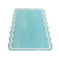 Handwoven Reversible Cotton Scalloped Rug - Blue