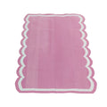 Handwoven Reversible Cotton Scalloped Rug - Pink