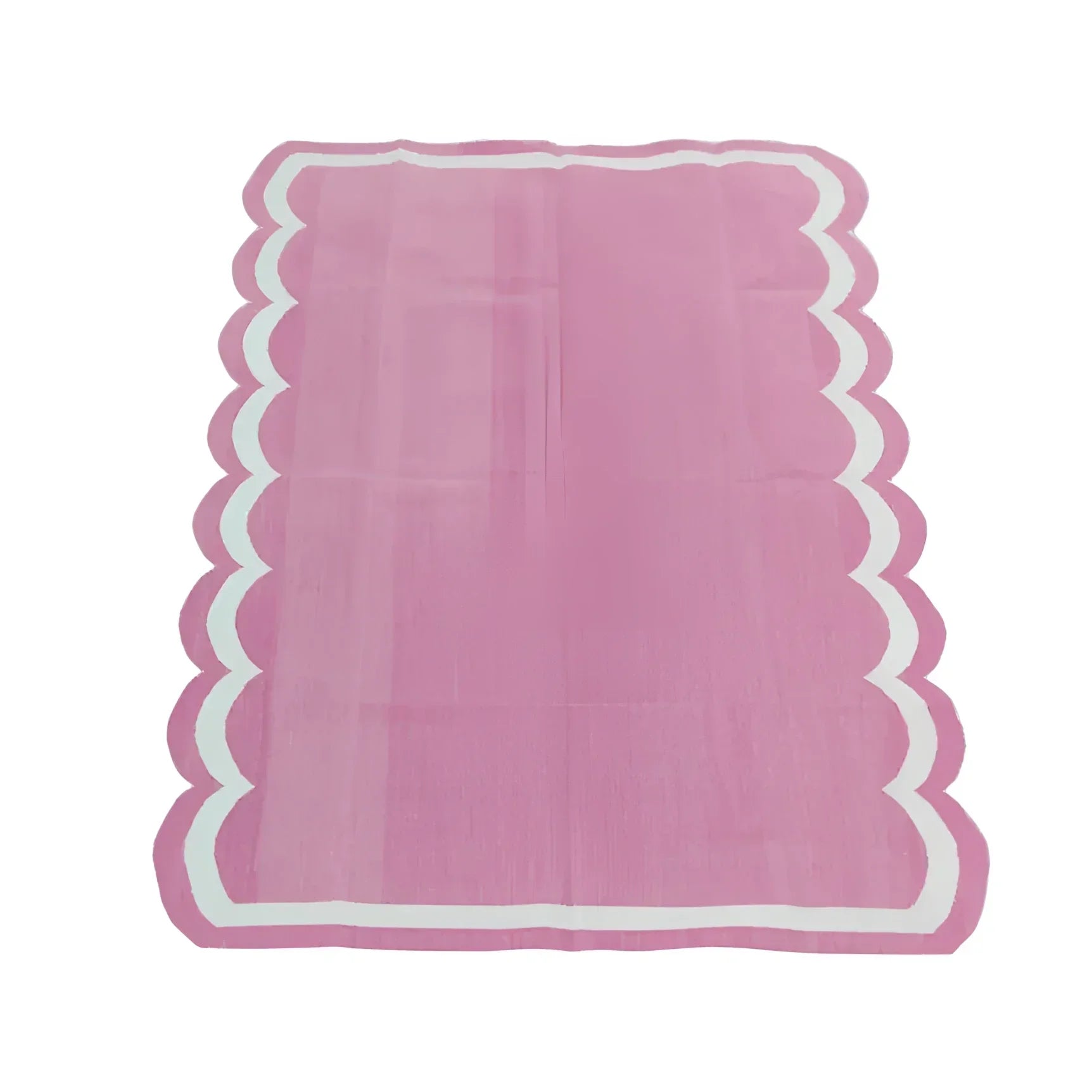 Handwoven Reversible Cotton Scalloped Rug - Pink