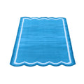 Handwoven Scalloped Cotton Rug - Blue/White