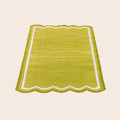 Handwoven Scalloped Cotton Rug - Lime Green