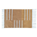 Handwoven Turmeric and White Minimalistic Cotton Rug with Fringes