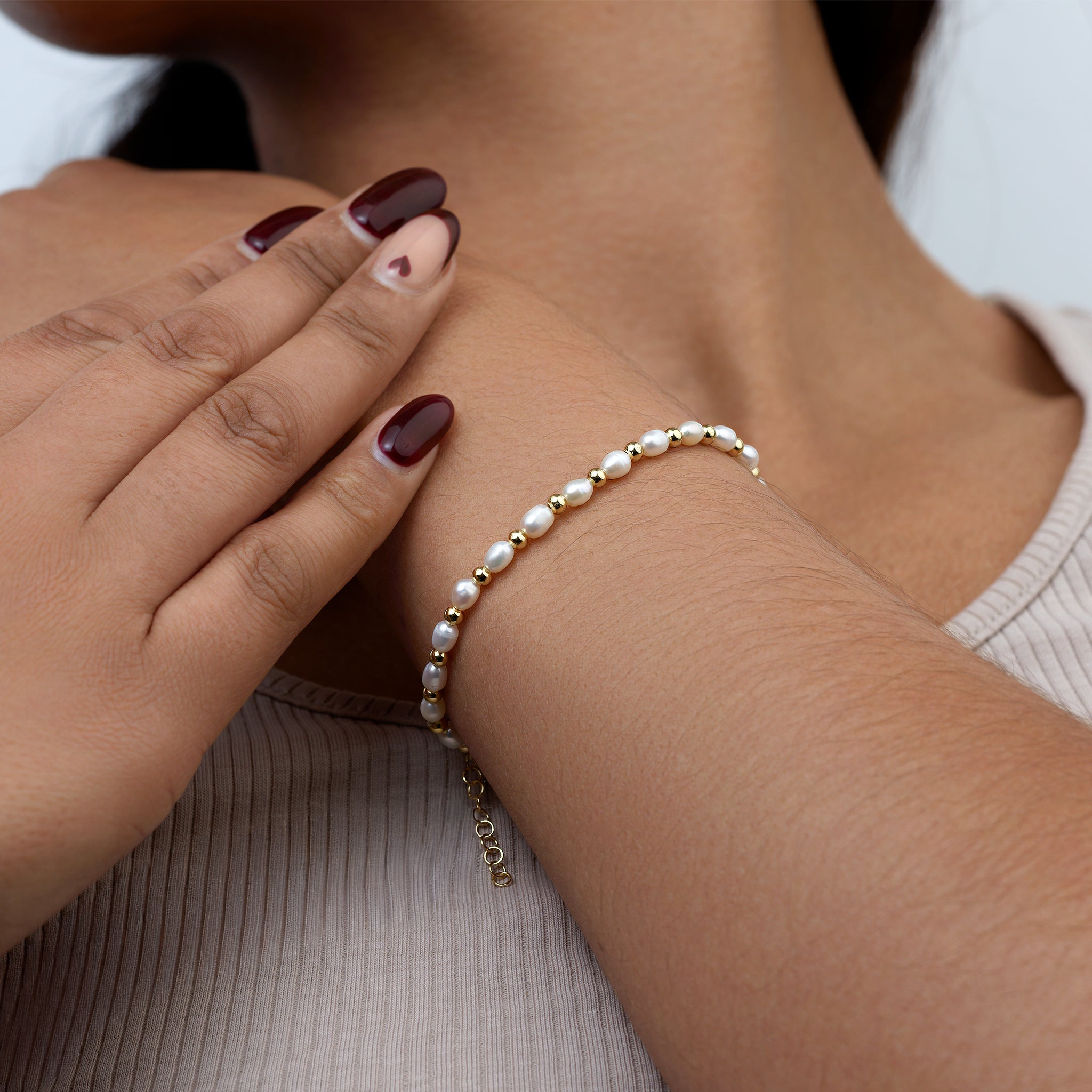 Freshwater Oval Pearl & Bead Bracelet