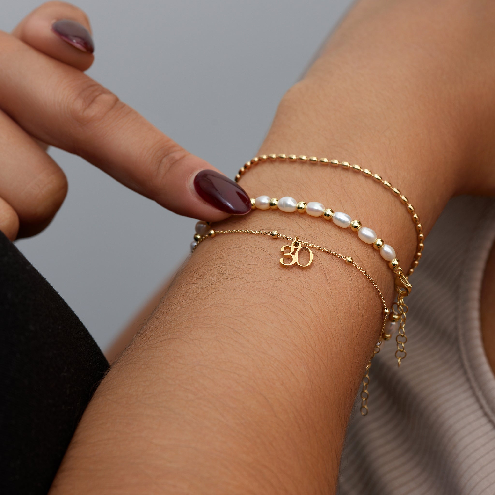 Age Number Charm Bracelet - Solid Silver / Style 1