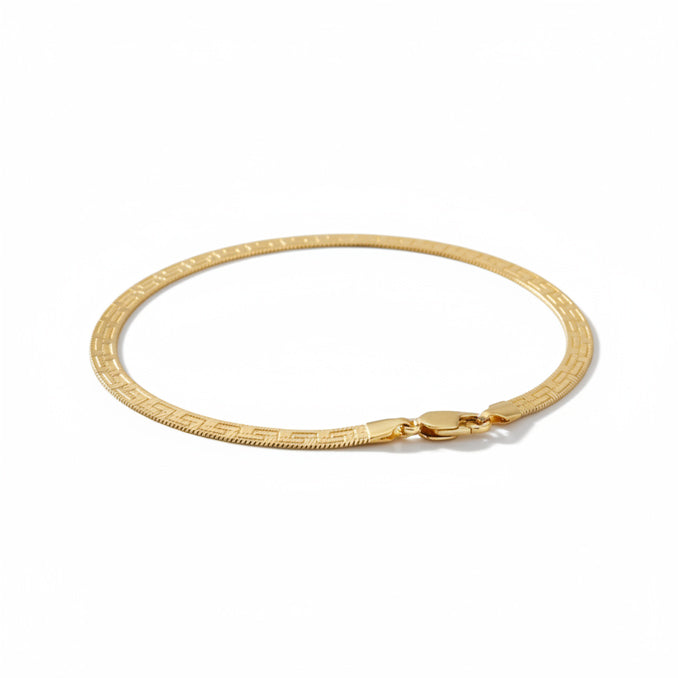 Greek Key Herringbone Bracelet - 18ct Gold