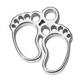 Silver Baby Feet Symbol Charm