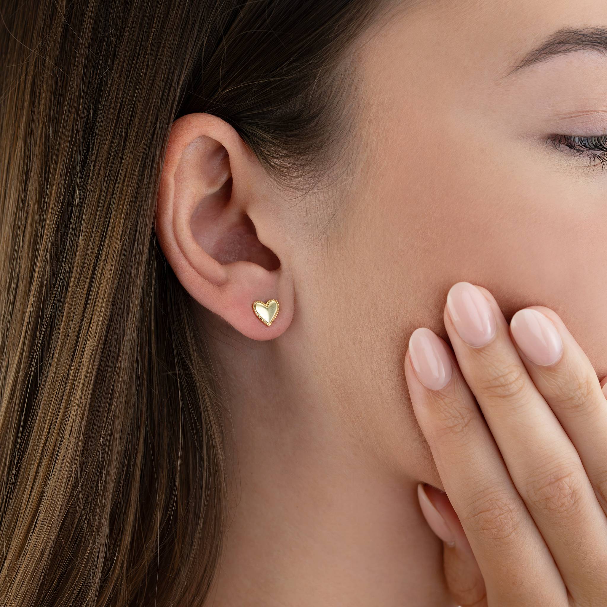 Heart Stud Earrings - Silver