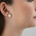 Mother of Pearl Quatrefoil Stud Earrings - Silver