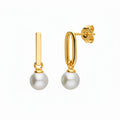 Paperclip Drop Pearl Earrings - 18ct Gold