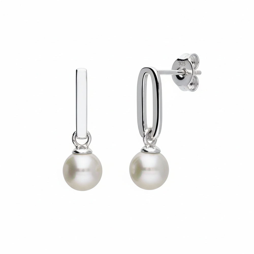 Paperclip Drop Pearl Earrings