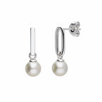Paperclip Drop Pearl Earrings - 18ct Gold