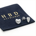 Ribbed Heart Stud Earrings