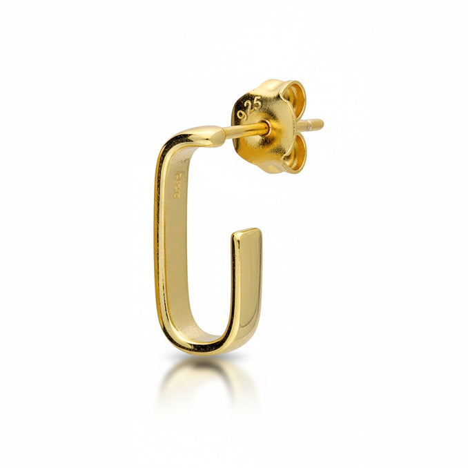 Square J Hoop Earrings - 18ct Gold