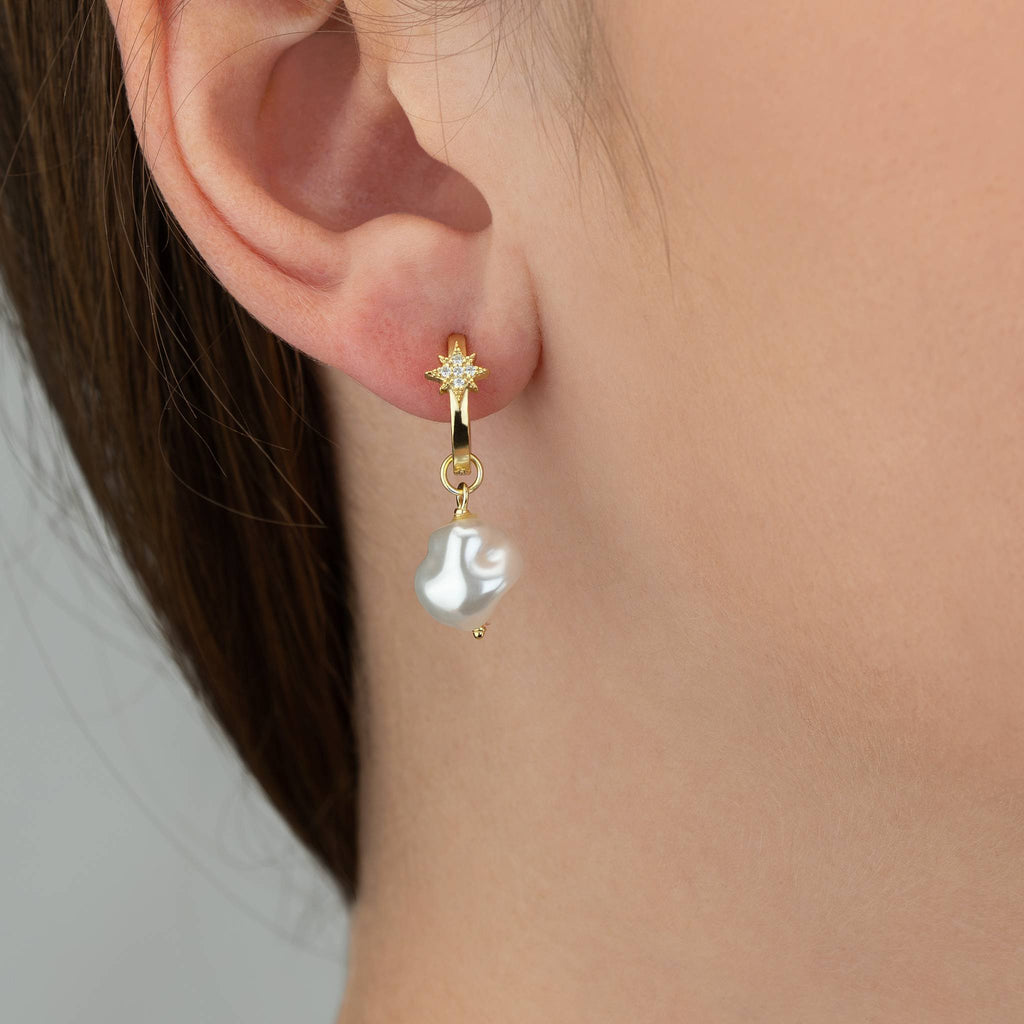 Star & Baroque Pearl Drop Earrings