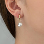 Star & Baroque Pearl Drop Earrings - Silver