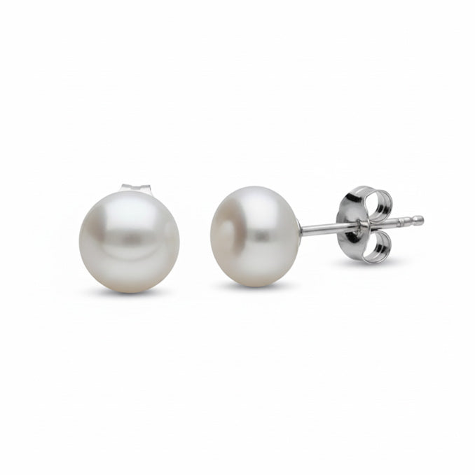 Freshwater Button Pearl Stud Earrings