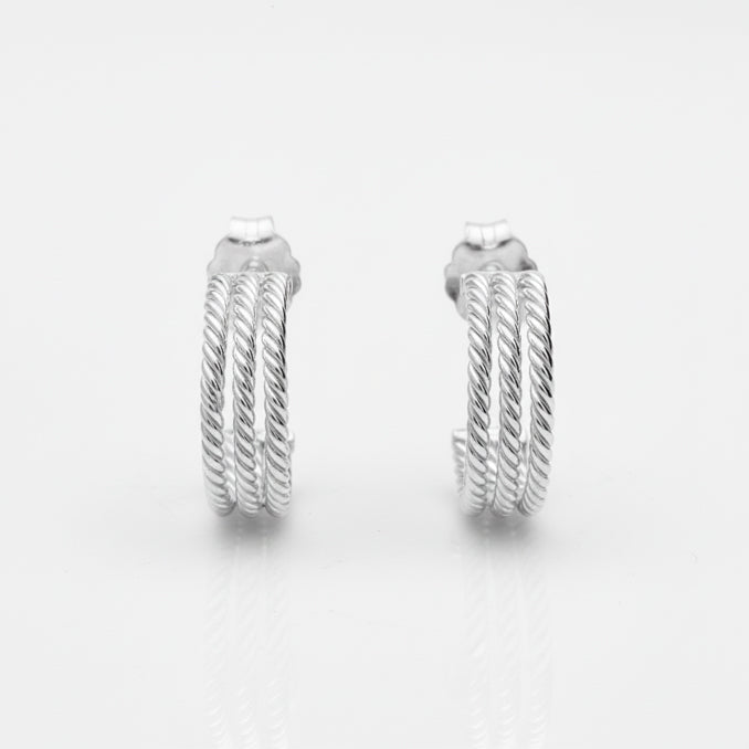 Triple Twist Hoop Stud Earrings