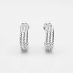 Triple Twist Hoop Stud Earrings