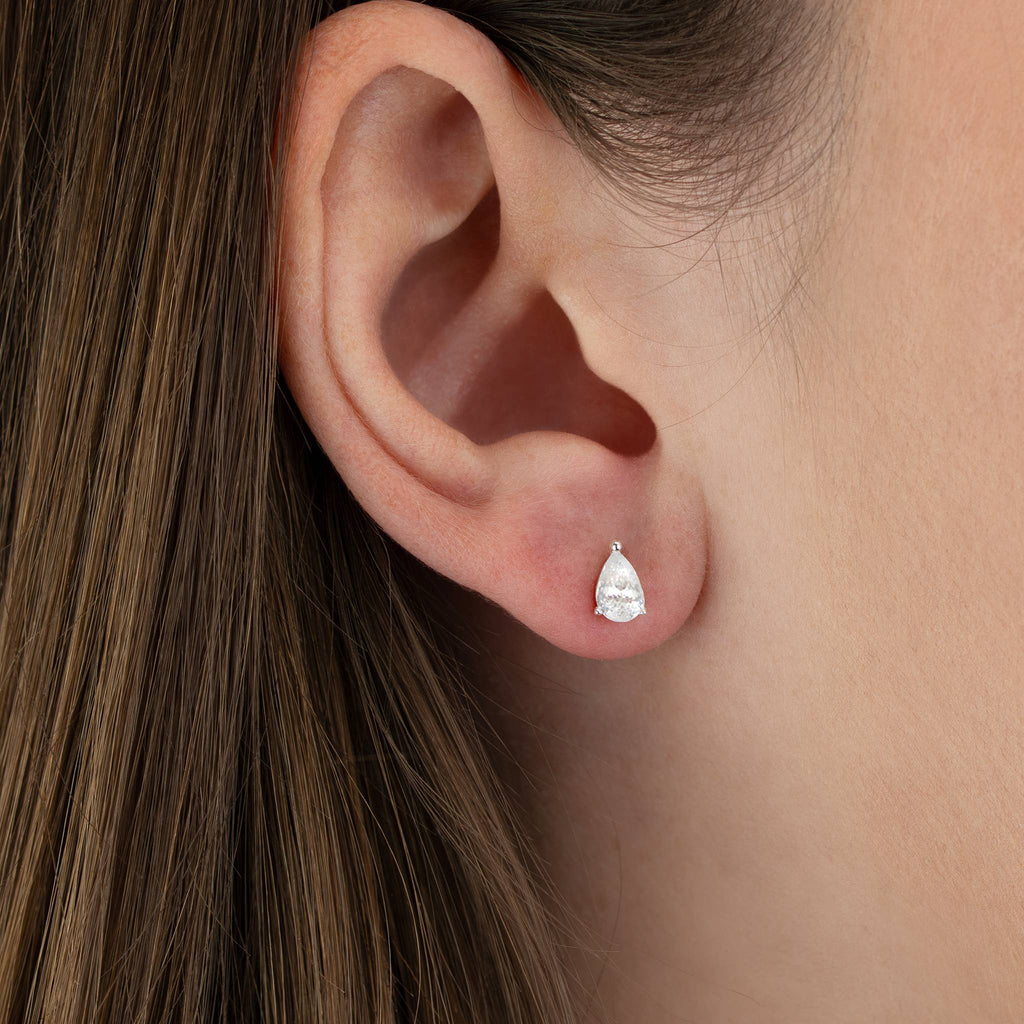 Teardrop Stud Earrings - Silver
