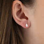 Teardrop Stud Earrings - Silver