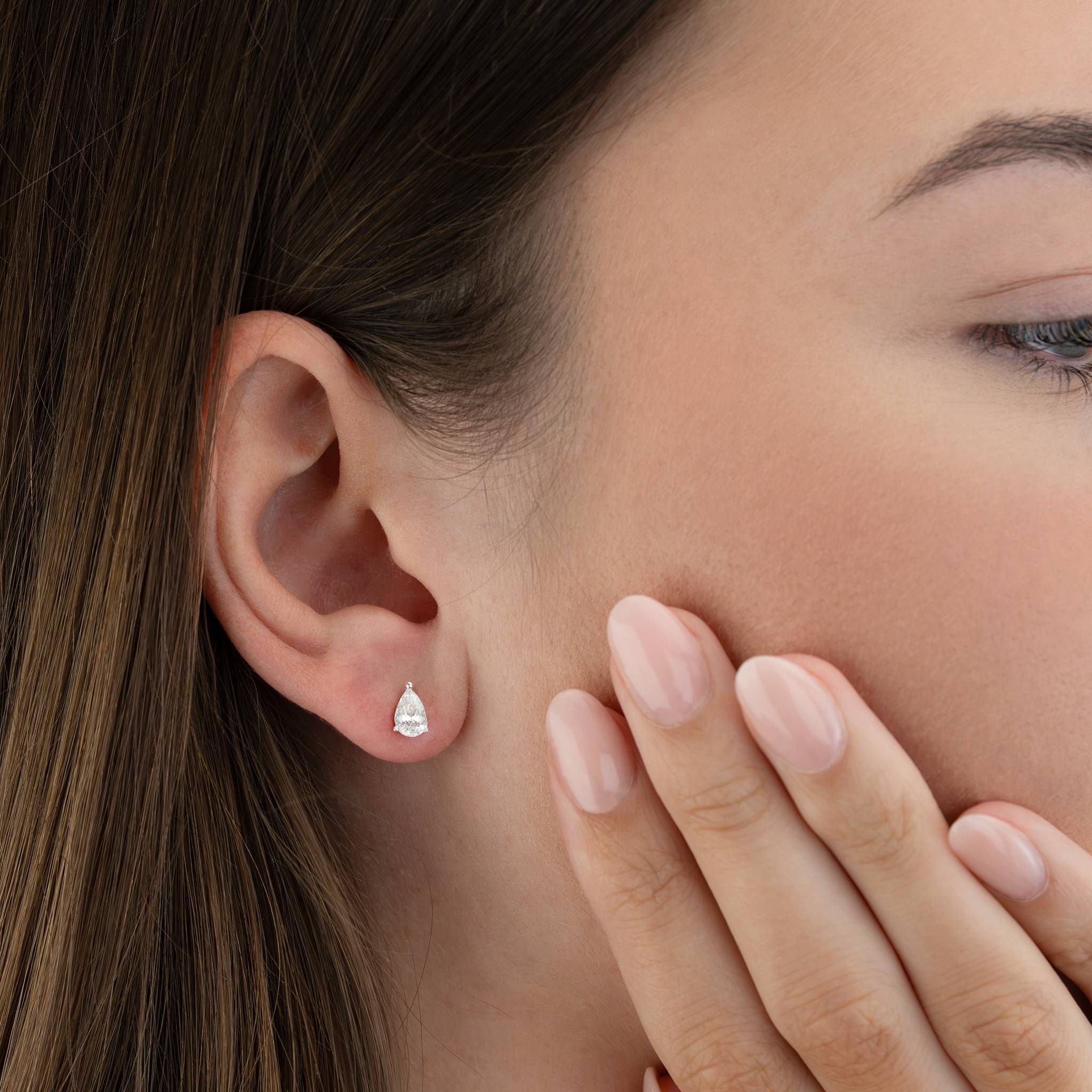 Teardrop Stud Earrings - Silver
