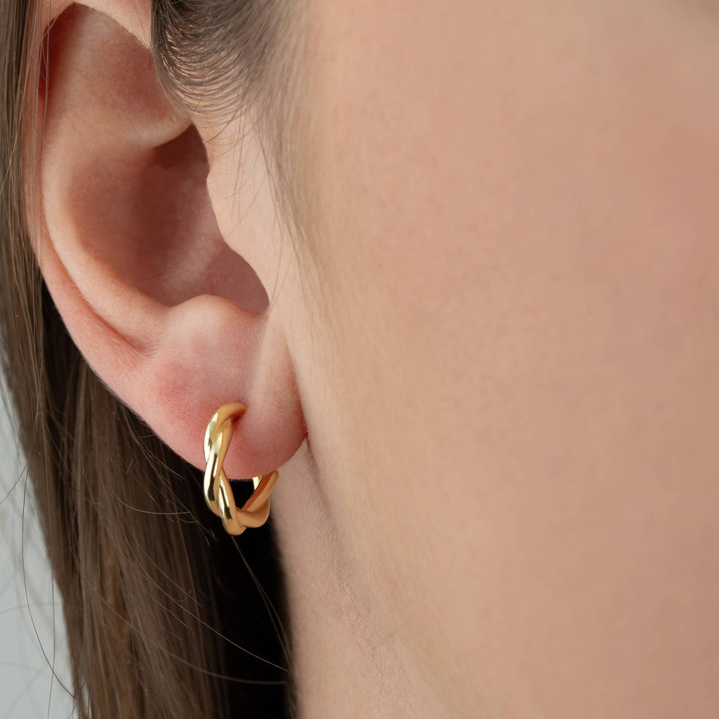 Twisted Hoop Stud Earrings