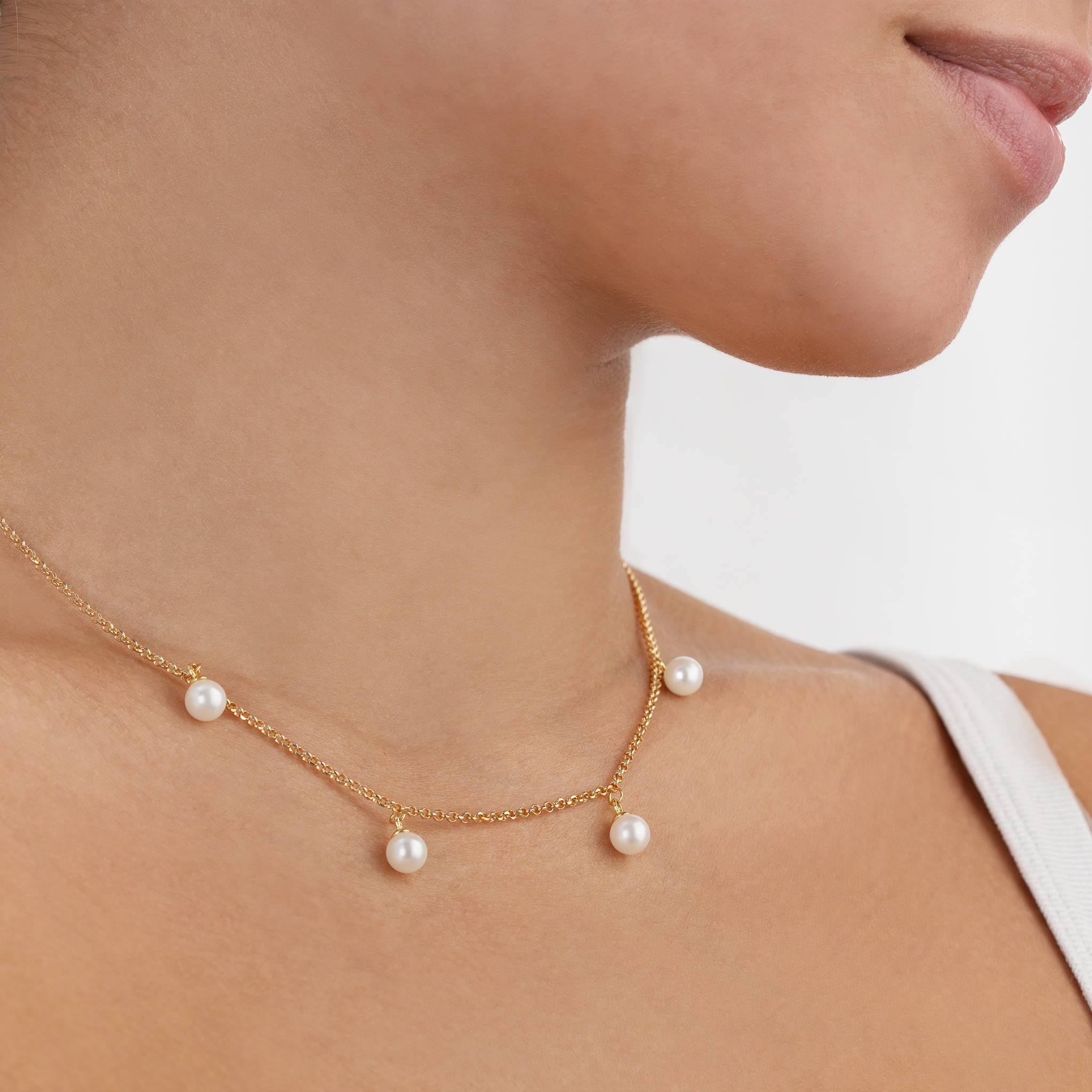 Freshwater Quad Pearl Drop Necklace - 18k Gold / Style 2