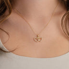 Interlocking Double Heart Cubic Zirconia Necklace - Gold / Style 1