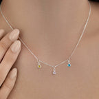 Multi Birthstone & Initial Necklace - 18ct Gold