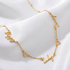 Triple Name Necklace with Two Hearts - Solid Silver / Style 1