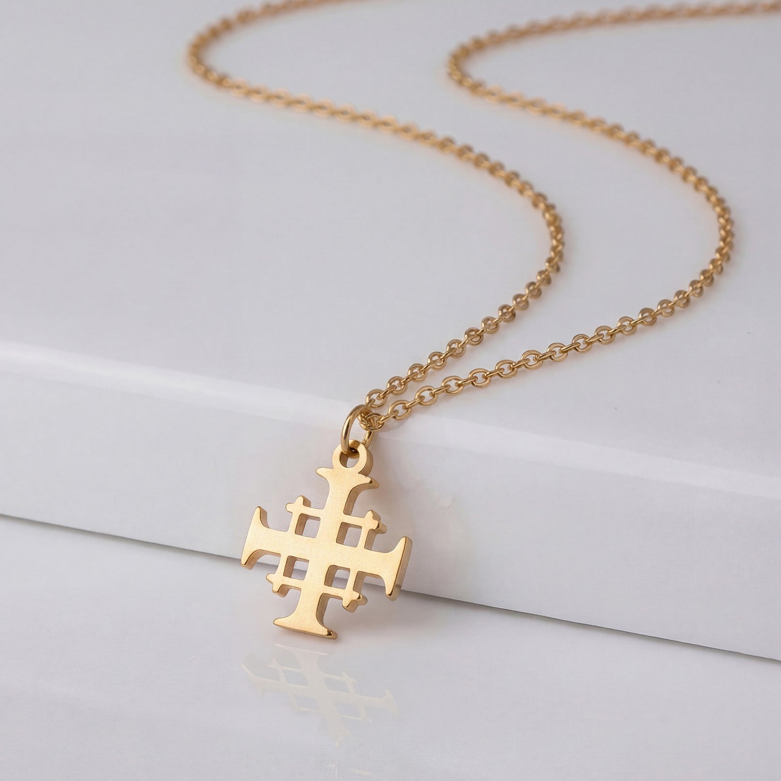 Jerusalem Cross Necklace - Vermeil / Style 2