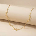 Triple Name Necklace with Two Hearts - Vermeil / Style 1